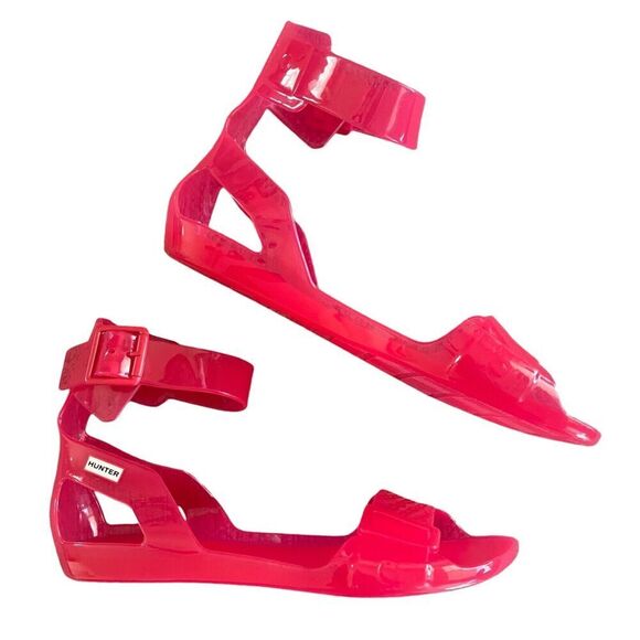 HUNTER Tiffany Women's Size 8 Pink Jelly Gladiator Ankle Strap Open Toe Sandals - Picture 1 of 8
